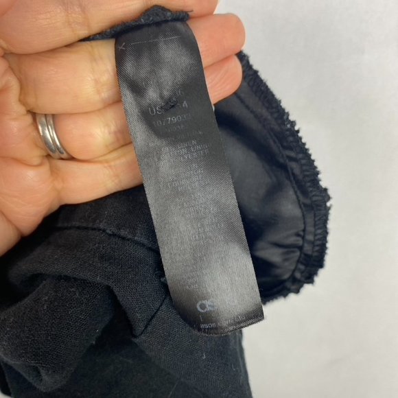 Asos Design Womens Linen Blend Straight Leg Pants Size 4 Black Pockets - Picture 5 of 6